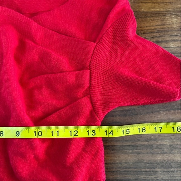 MICHELLE MASON Revolve Red Ribbed Short Sleeve Crossover Sweater Dress Sz small - Picture 10 of 13